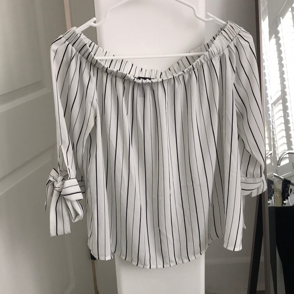Lumière Striped Off-the-Shoulder Blouse